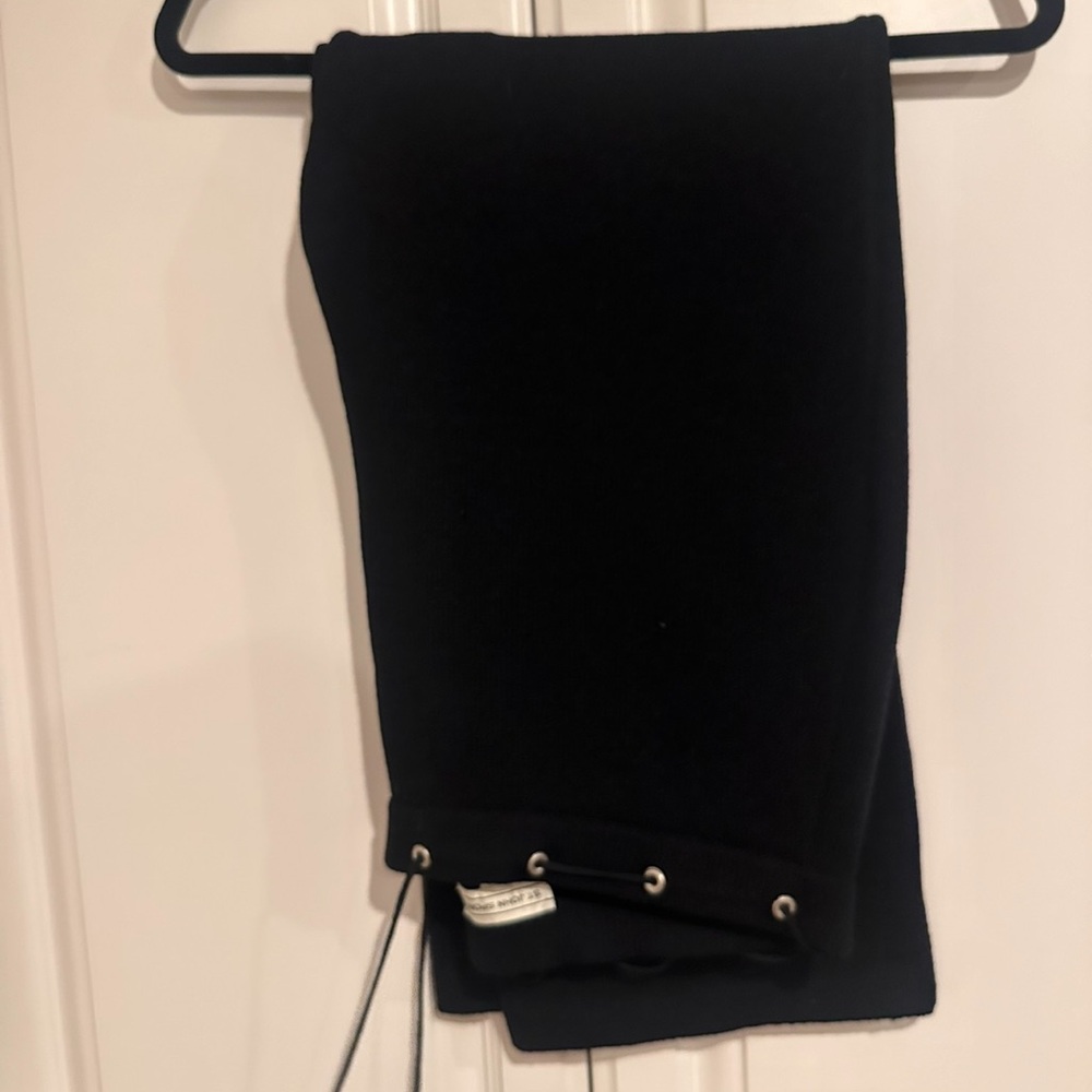 St John Sports Ribbed Black Sweater Wide Leg Drawstring Pants
